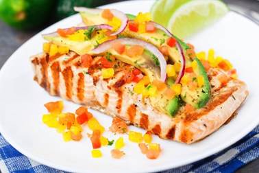 salmon avocado salsa dinner